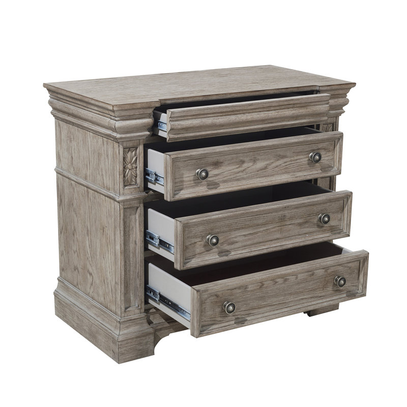 French Gray Light Wood 4-Drawer Bachelor's Chest