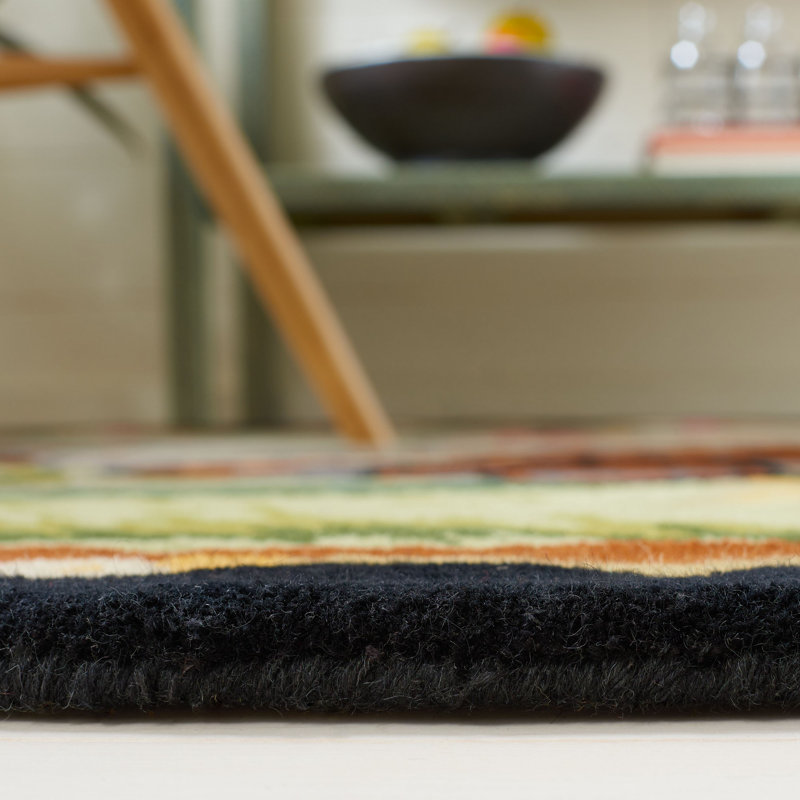 Hand-Tufted Artistic Wool Round Rug in Black - 4' Diameter