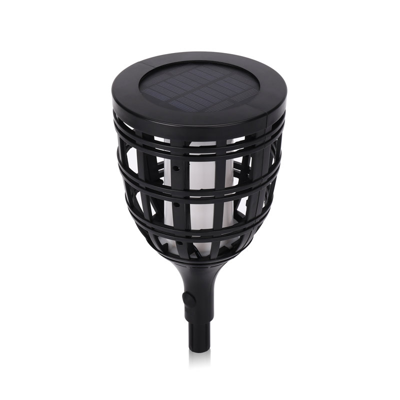 Black Solar LED Pathway Torch Light Pack with Flickering Flame