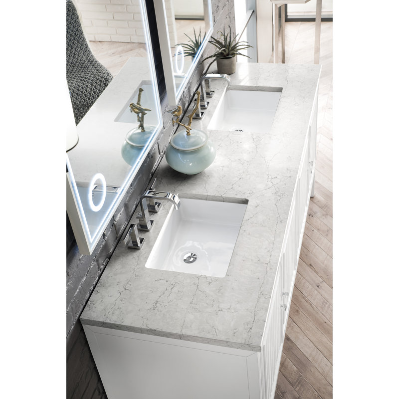 Athens 72" Double Vanity in Glossy White Plywood