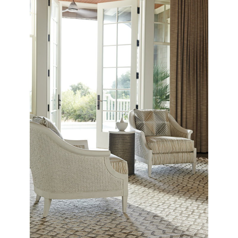 Transitional Turnberry 14" Round Stone-Top Chairside Table in Brown/White