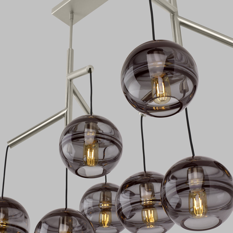 Sedona Satin Nickel 8-Light Chandelier with Transparent Smoke Glass