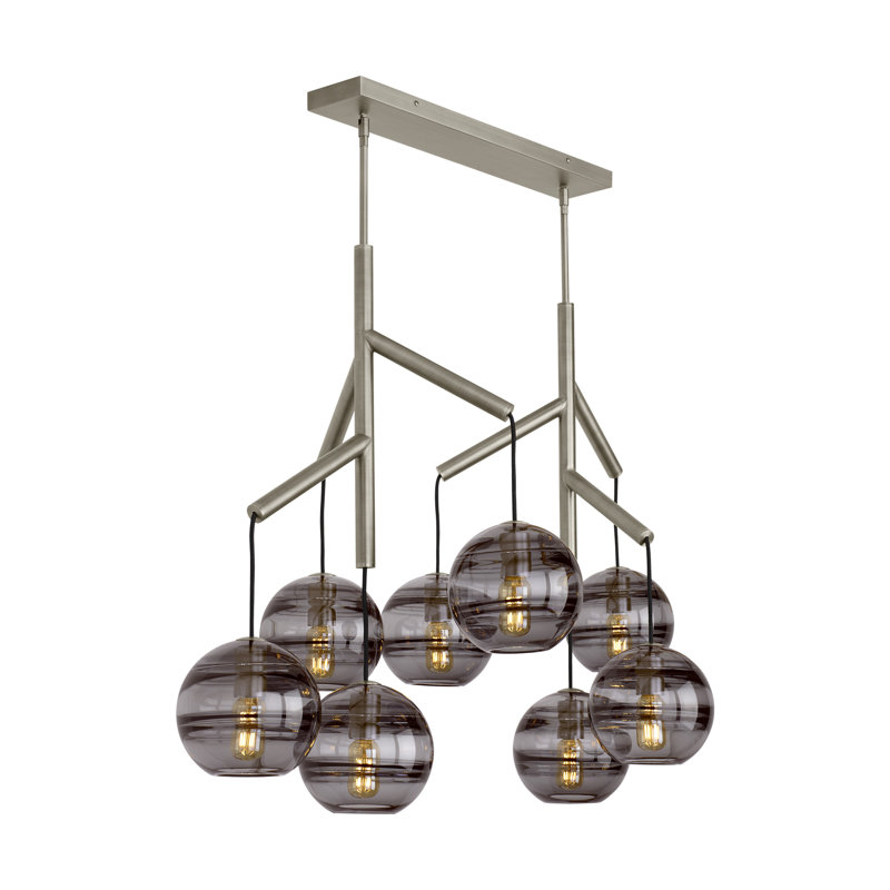 Sedona Satin Nickel 8-Light Chandelier with Transparent Smoke Glass
