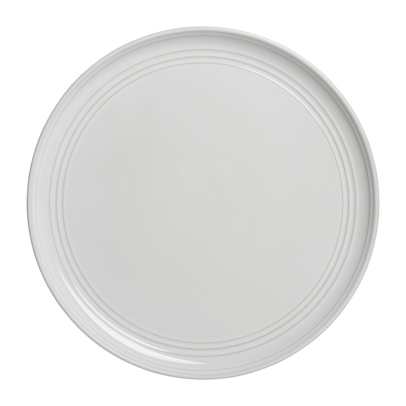White Ceramic Round Microwave-Safe Dinner Plates, Set of 6