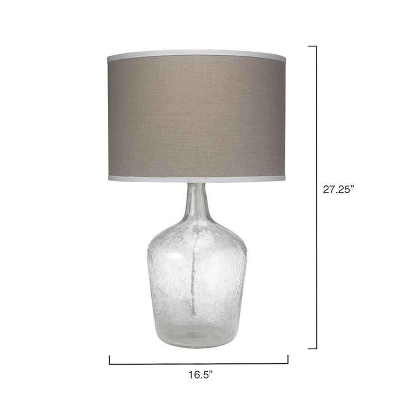 Clear Glass Table Lamp with Natural Linen Shade