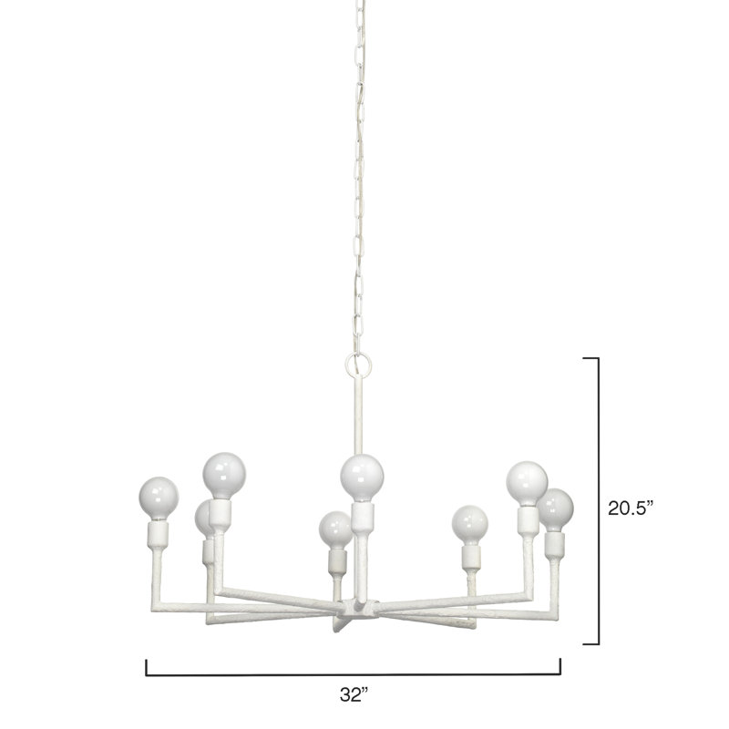 Jamie Young Park 8-Light White Gesso Modern Chandelier
