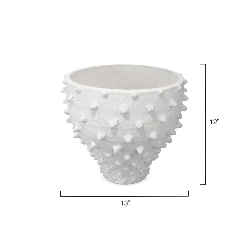 White Ceramic Decorative Table Vase with Spiked Design