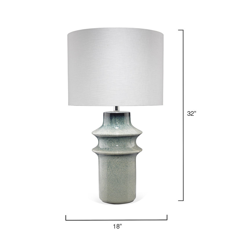 Coastal Elegance Blue Glazed Ceramic Table Lamp with Linen Shade