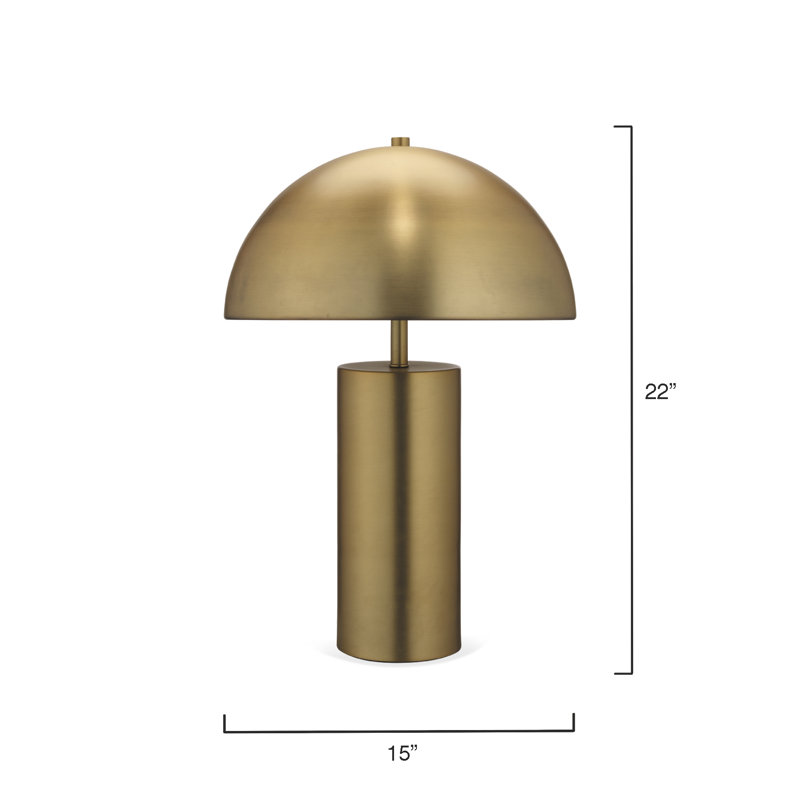 Antique Brass Dome Table Lamp with Geometric Base