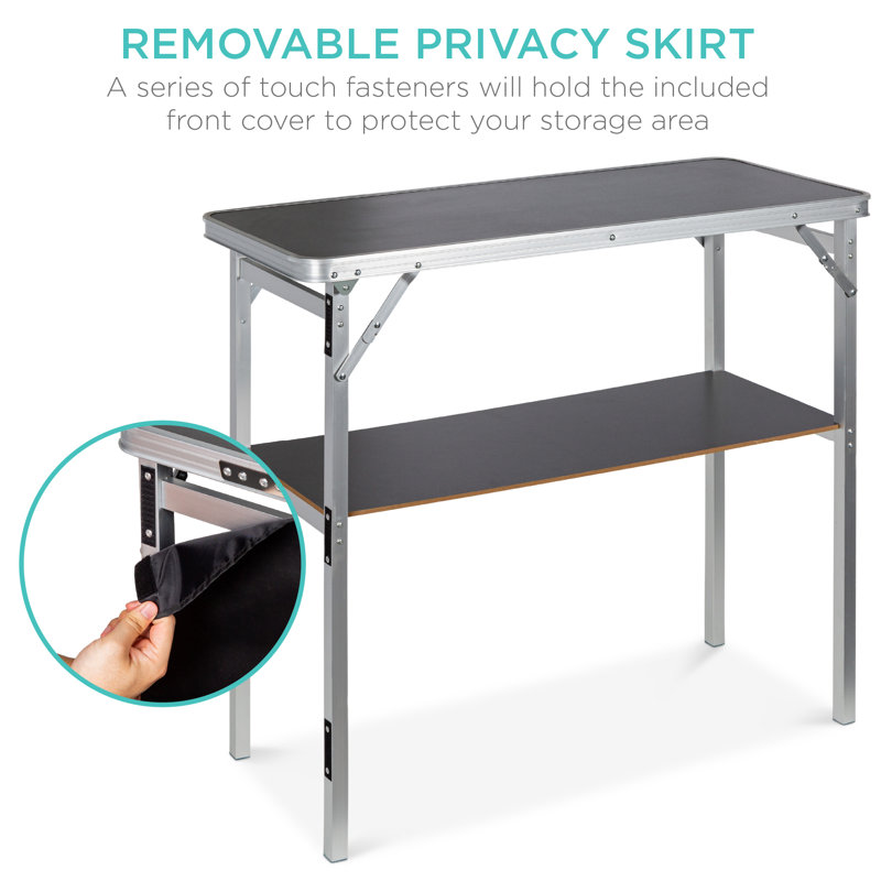 Sleek Black Portable Pop-Up Bar Table with Removable Skirt