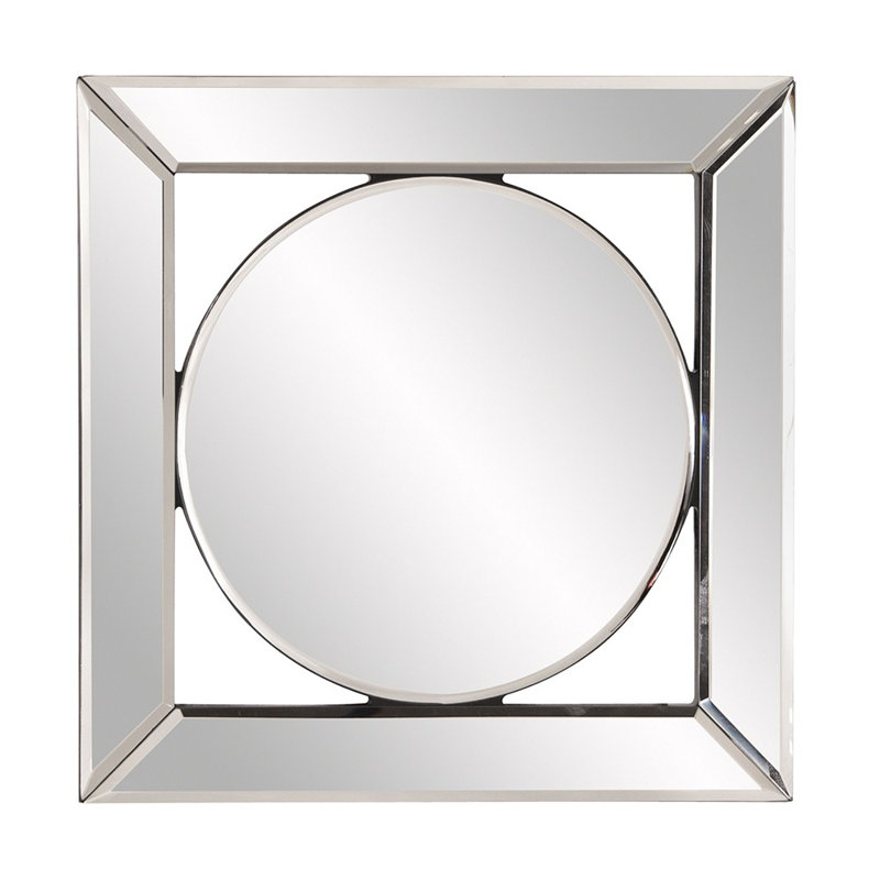 Lumina 12" Square Wood Frame with Round Center Mirror