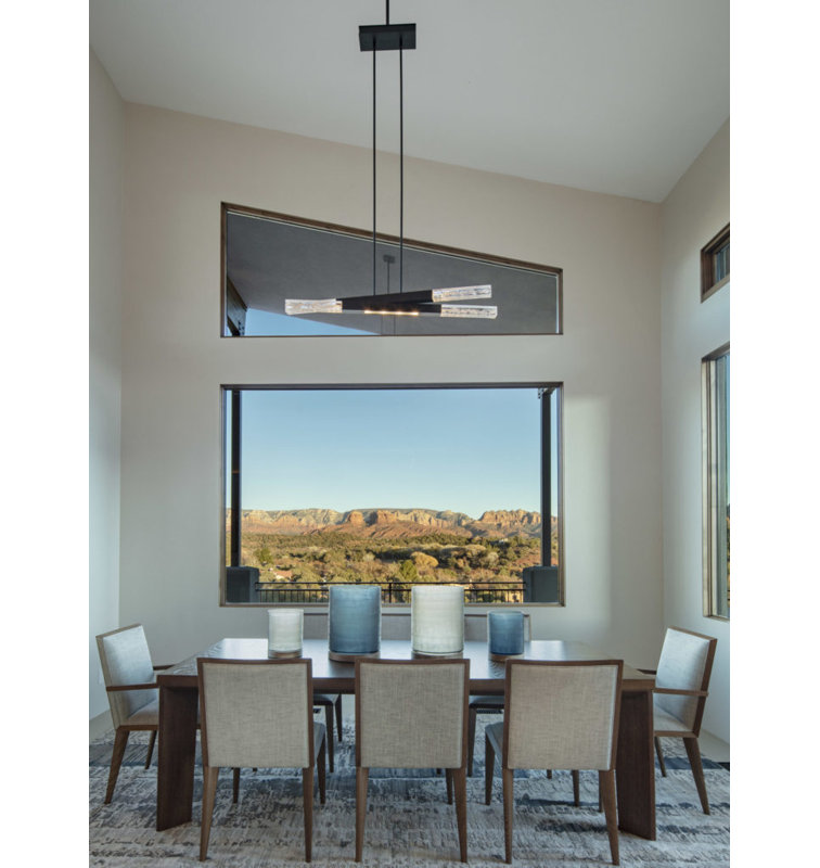 Axis Matte Black LED Glass Drum Island Suspension Light
