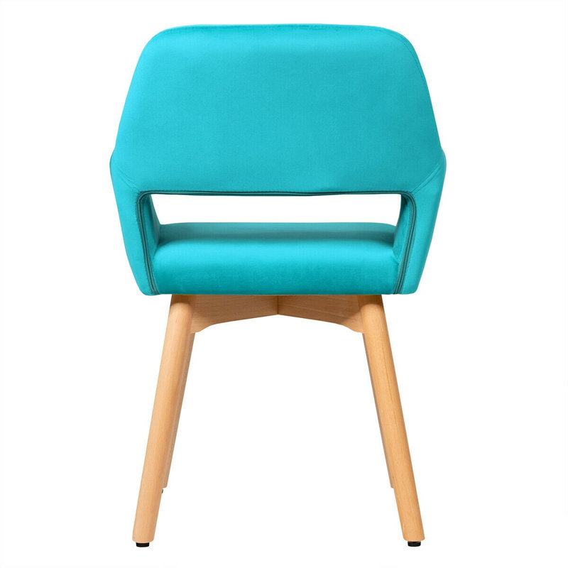 Set of 2 Blue Velvet Modern Accent Armchairs