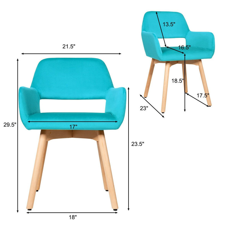 Set of 2 Blue Velvet Modern Accent Armchairs