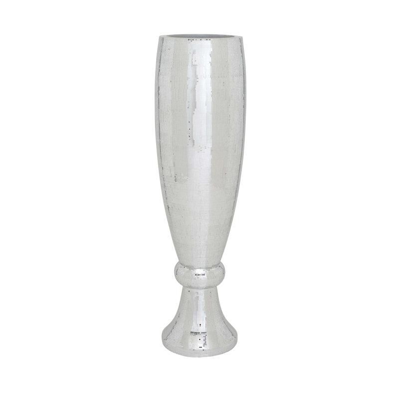 Elegant Silver Ceramic Mosaic Floor Vase 16"x51"