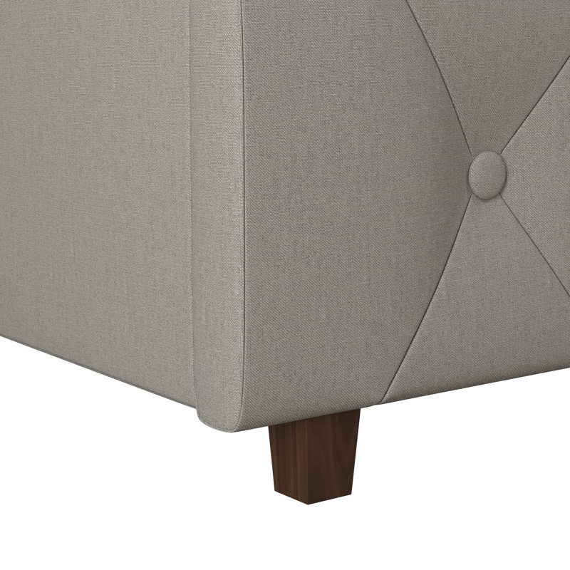 Light Gray Linen Tufted King Upholstered Bed with Metal Frame