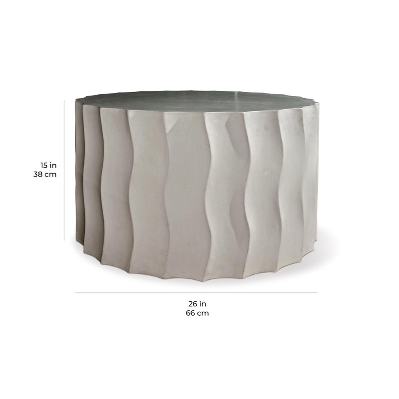Slate Gray Ceramic Outdoor Round Side Table - 15"