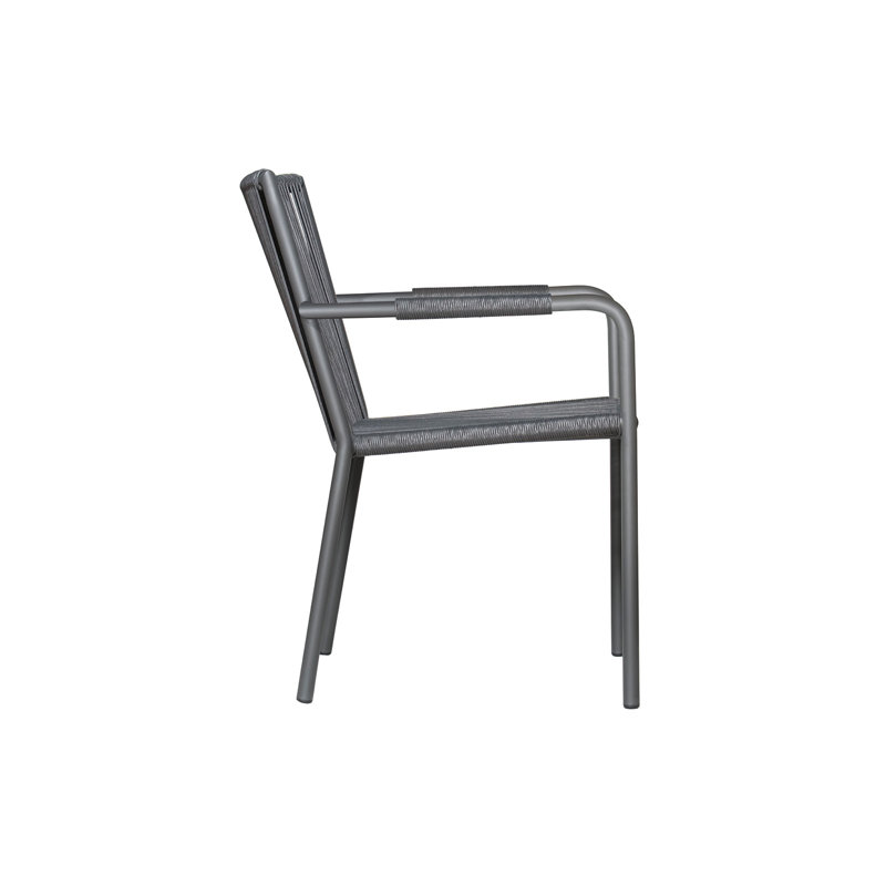 Archipelago Dark Gray Pebble Weave Outdoor Dining Armchair