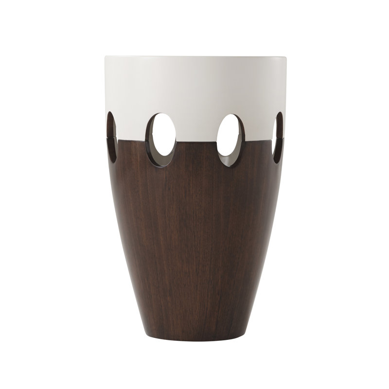 Cream Lacquer Walnut Veneered Round Timpani Accent Table