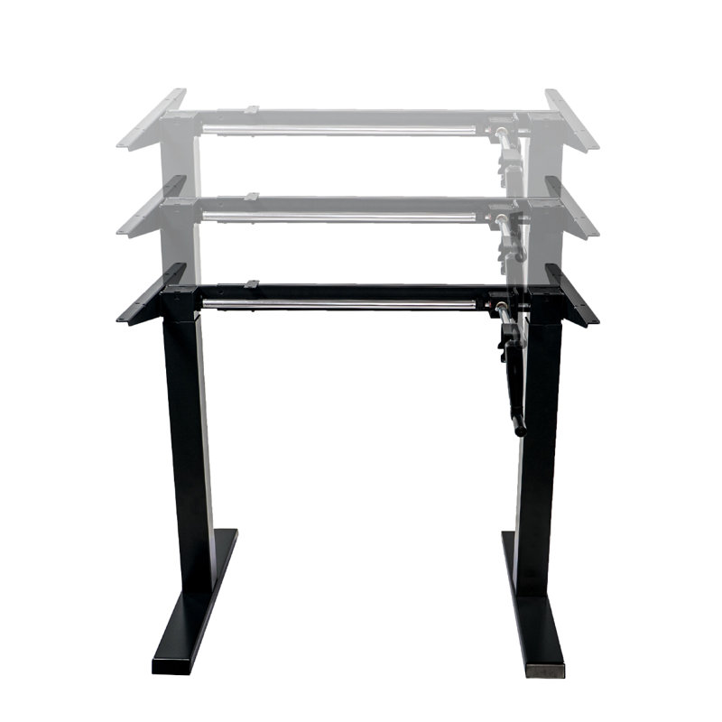 Black Adjustable Height Crank Desk with Metal Frame