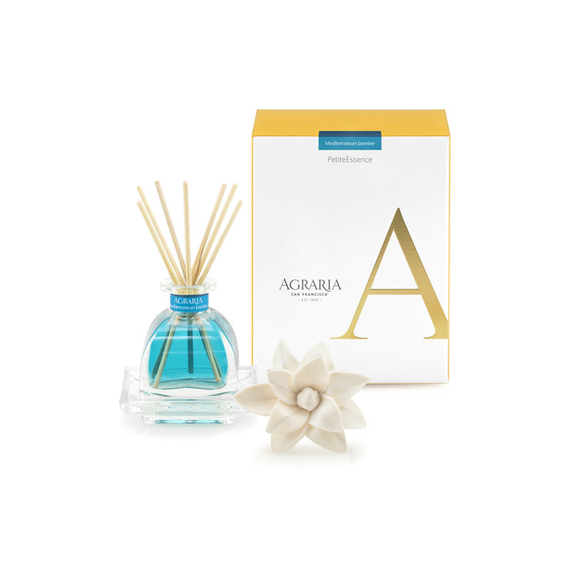 Mediterranean Jasmine Blue Glass Reed Diffuser Set
