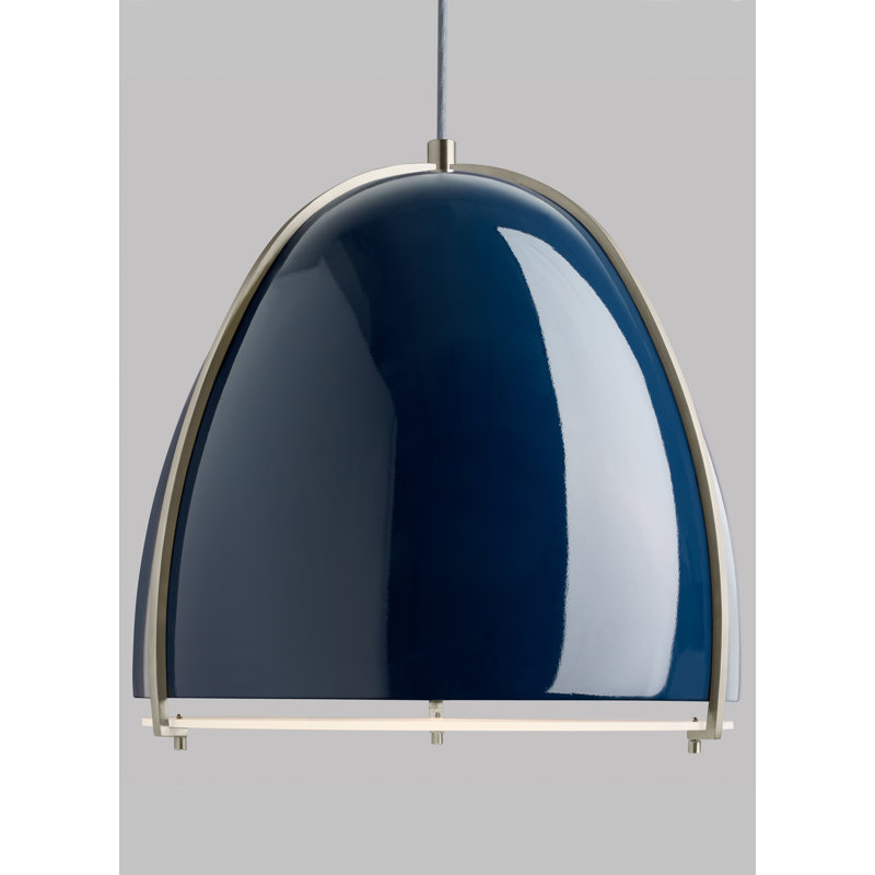 Blue Satin Nickel Dome LED Pendant Light