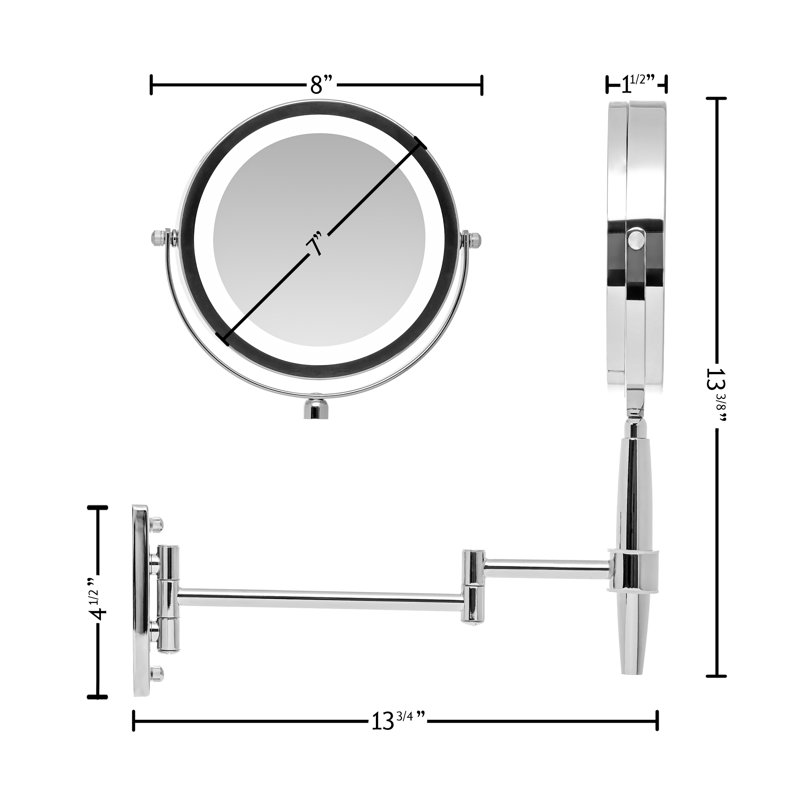 7'' Silver Wall Mounted LED Magnifying Mirror