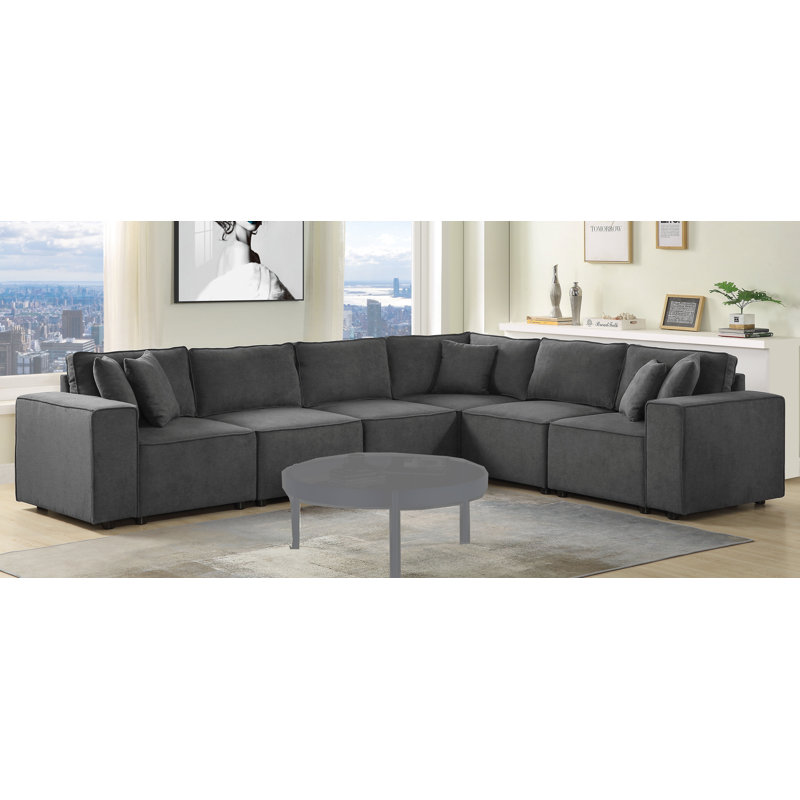 Silvester 29'' Soft Gray Fabric Modular Ottoman
