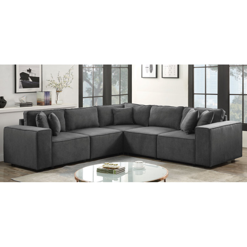Silvester 29'' Soft Gray Fabric Modular Ottoman
