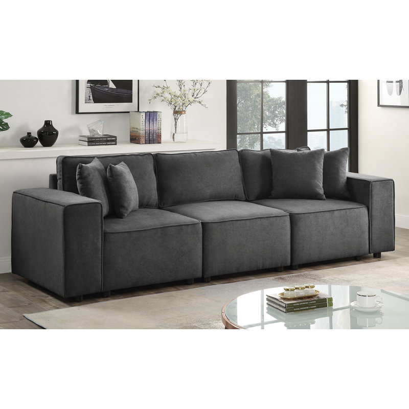 Silvester 29'' Soft Gray Fabric Modular Ottoman