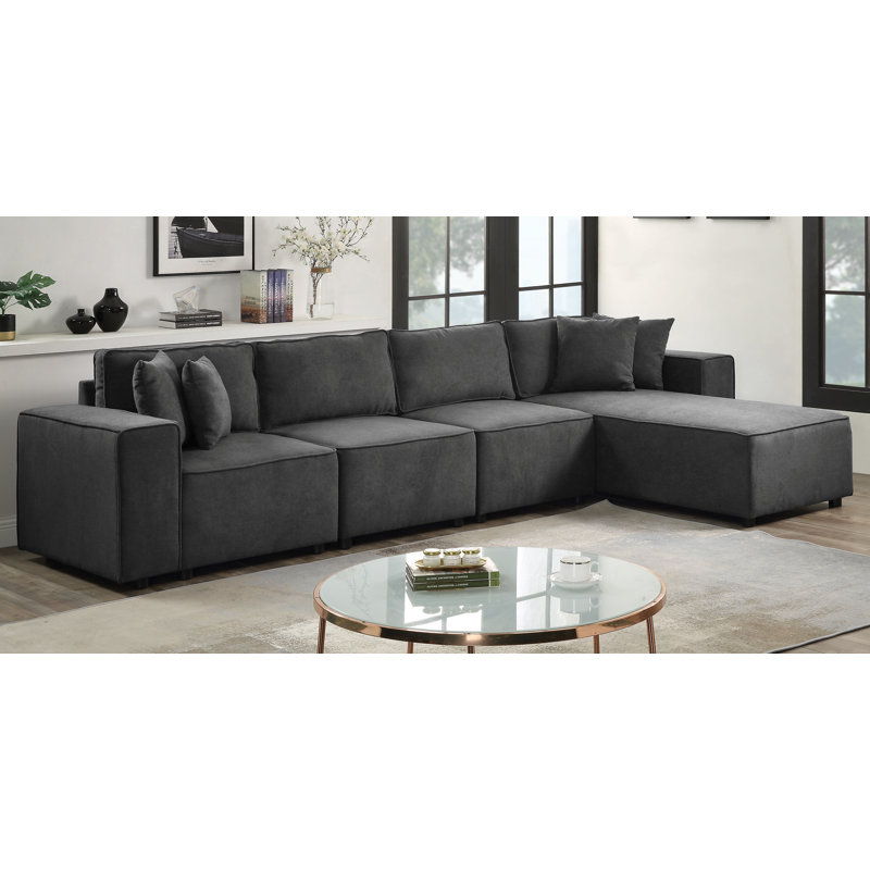 Silvester 29'' Soft Gray Fabric Modular Ottoman