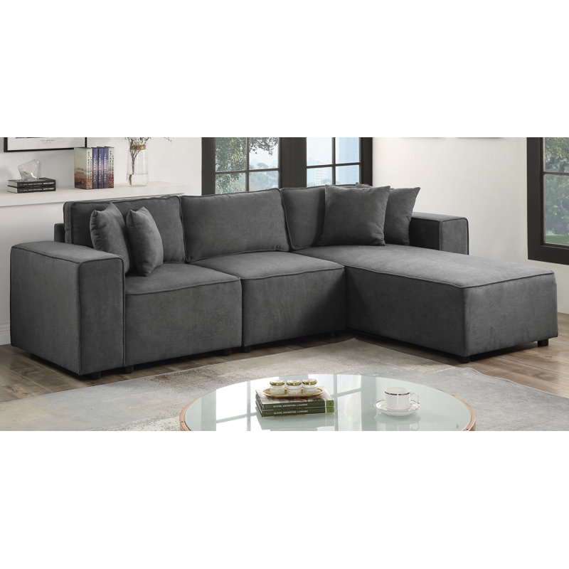 Silvester 29'' Soft Gray Fabric Modular Ottoman