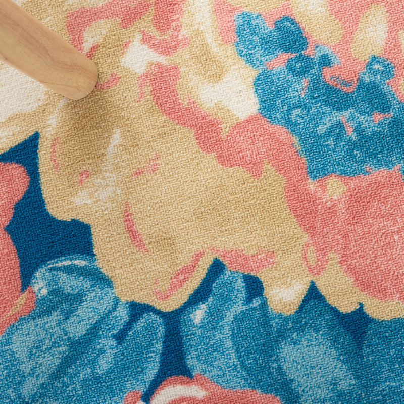 Botanical Bliss Blue Floral Synthetic 7'9" x 10'10" Outdoor Rug