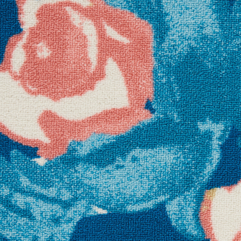 Botanical Bliss Blue Floral Synthetic 7'9" x 10'10" Outdoor Rug