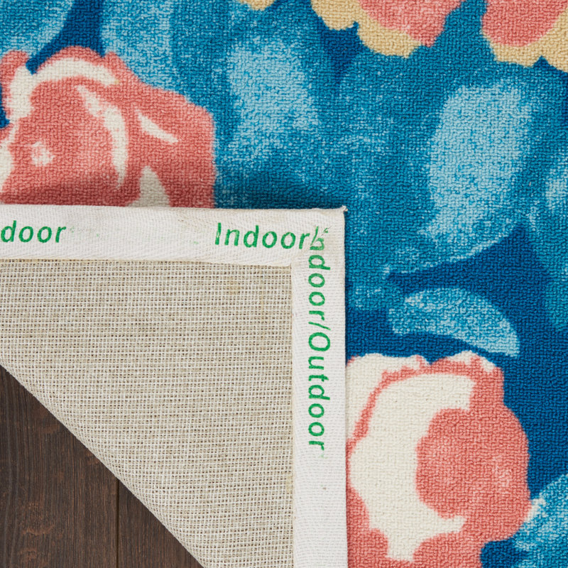 Botanical Bliss Blue Floral Synthetic 7'9" x 10'10" Outdoor Rug