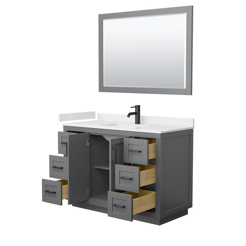 Miranda 48'' Dark Gray Bathroom Vanity with Marble Top and Mirror