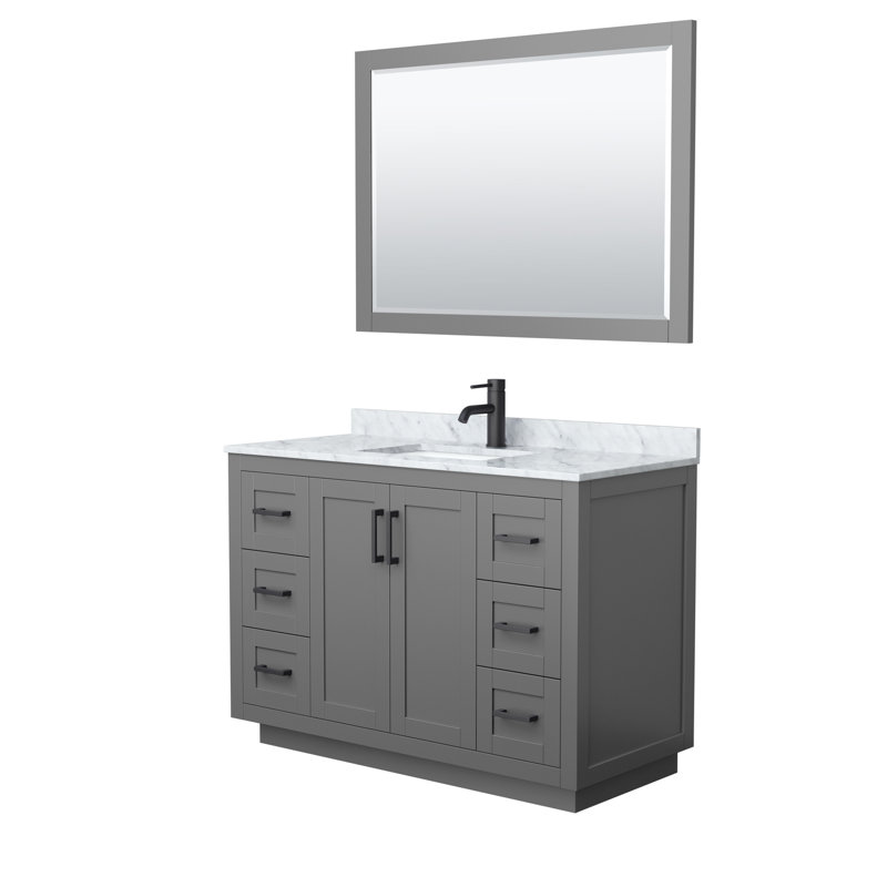 Miranda 48'' Dark Gray Bathroom Vanity with Marble Top and Mirror