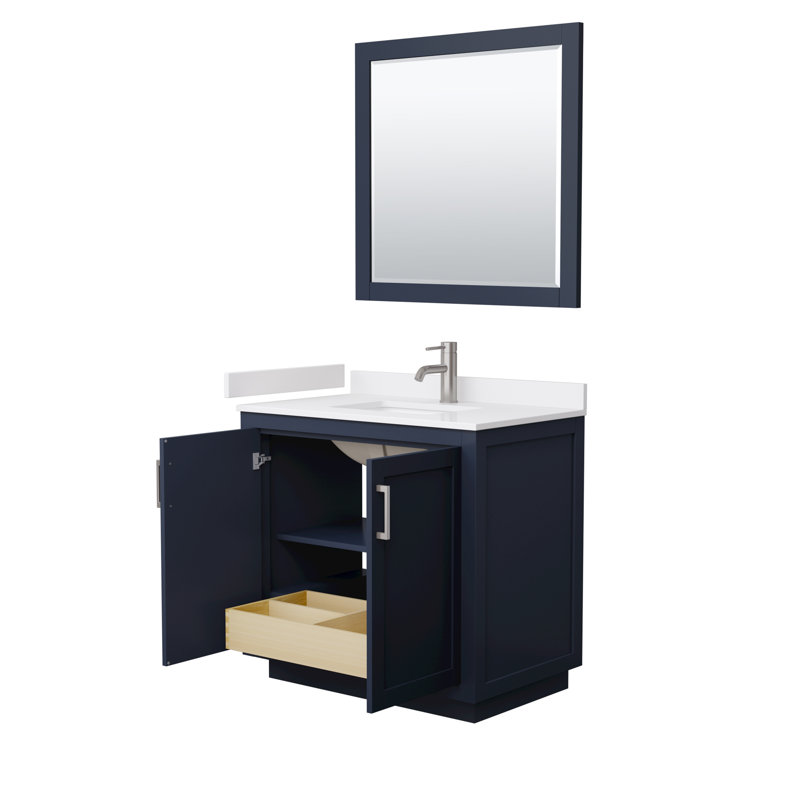 Miranda 36'' Dark Blue Single Bathroom Vanity with White Cultured Marble Top