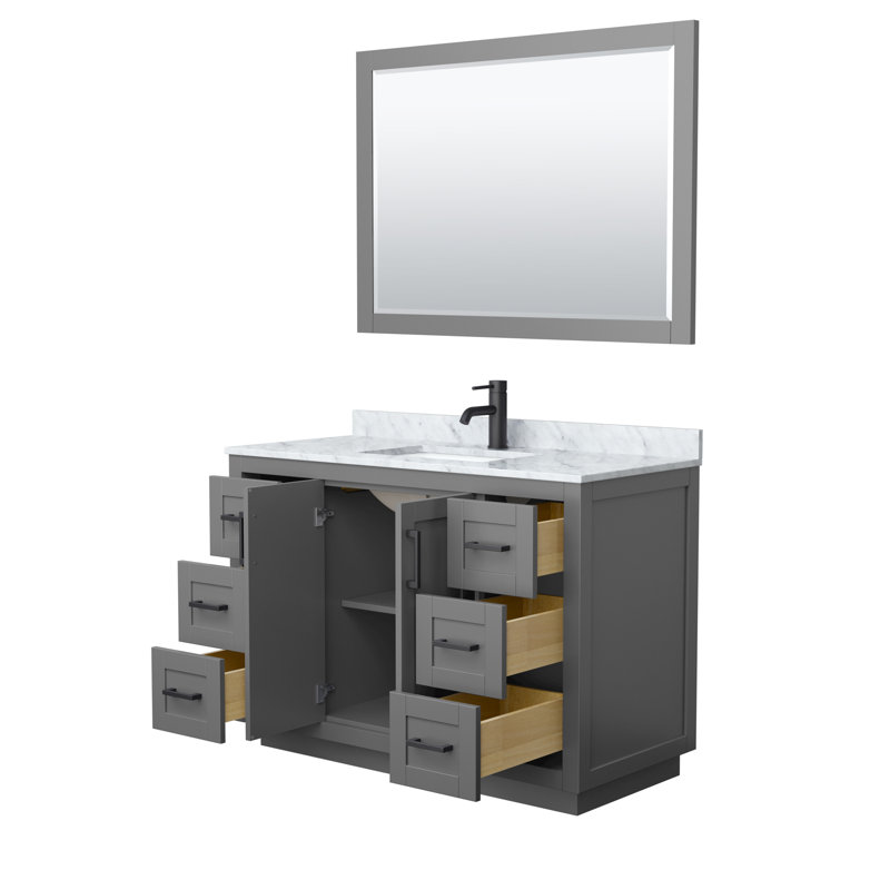 Miranda 48'' Dark Gray Bathroom Vanity with Marble Top and Mirror