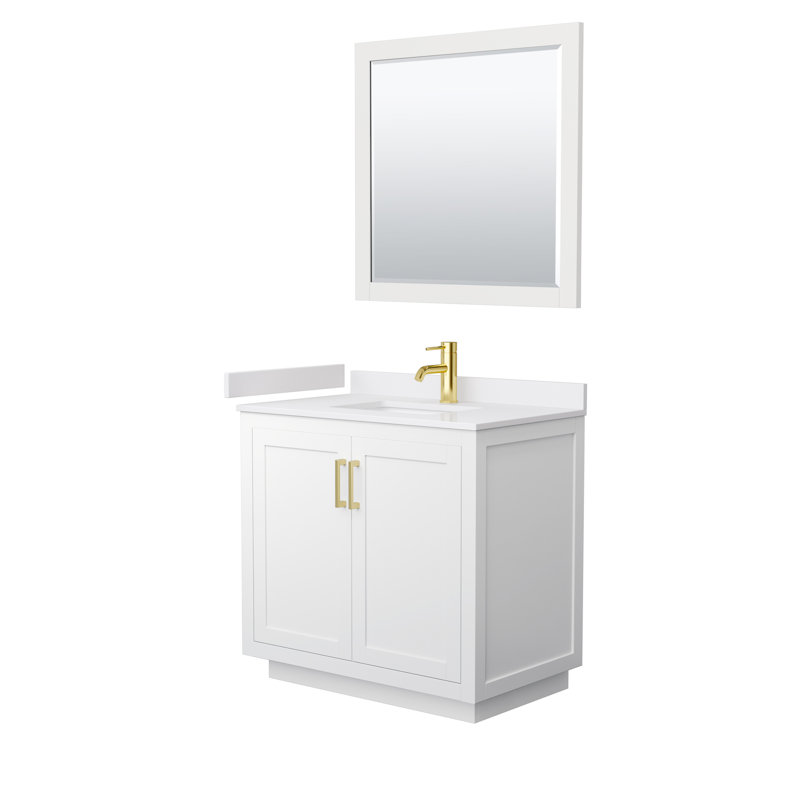 Miranda 36" White Bathroom Vanity with Marble Top and Mirror