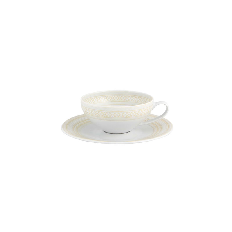 Ivory Ceramic Teacup and Saucer Set