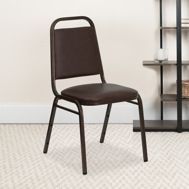 Brown Vinyl Stacking Banquet Chair with Copper Frame