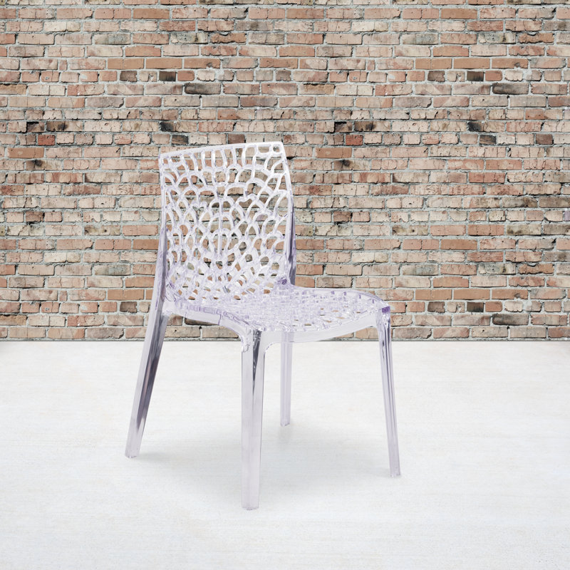 Amelia Transparent Artistic Pattern Stacking Side Chair Set