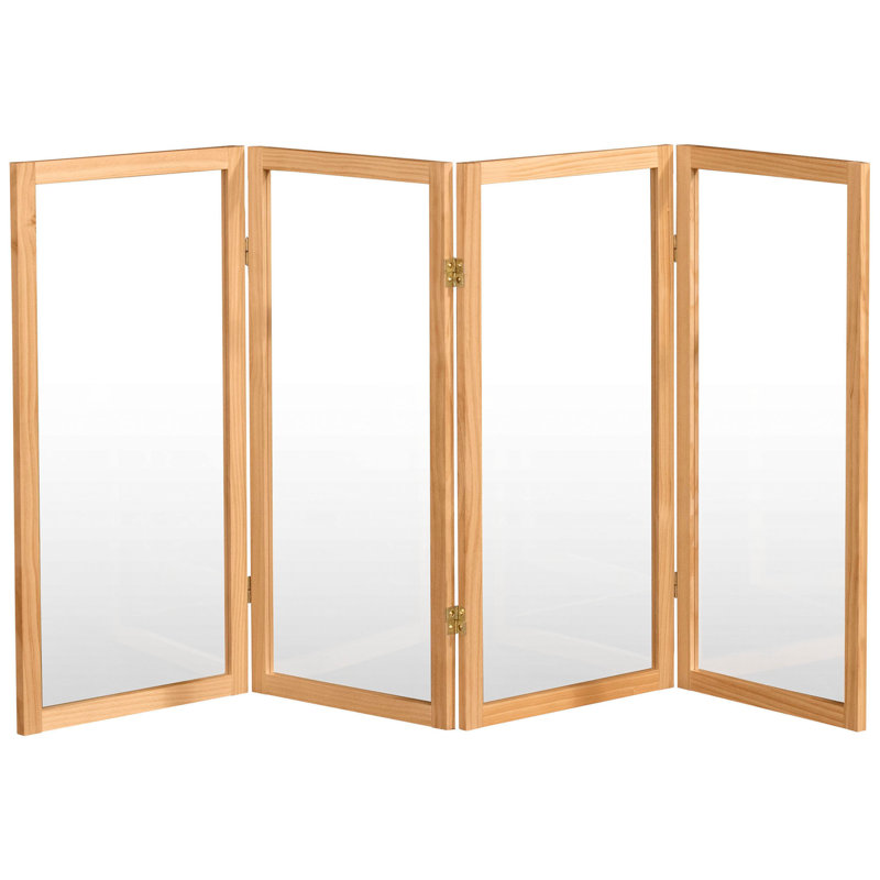 Natural 4-Panel Clear Acrylic Folding Screen