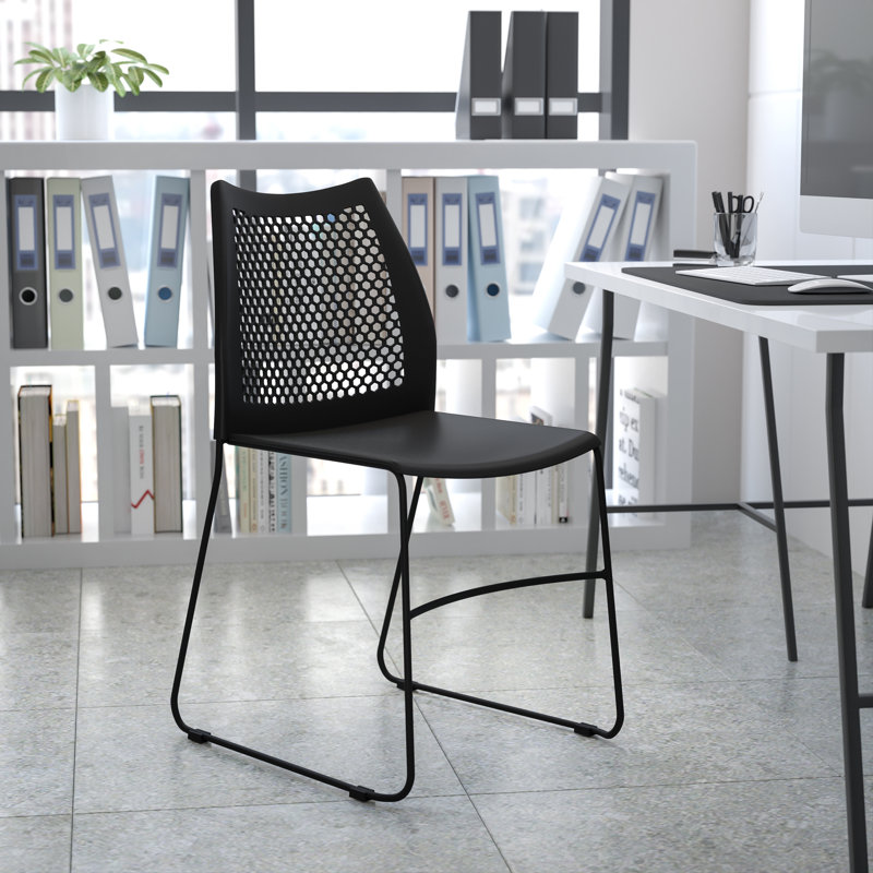 Burgundy Sled Base 661 lb. Capacity Stack Chair with Air-Vent Back