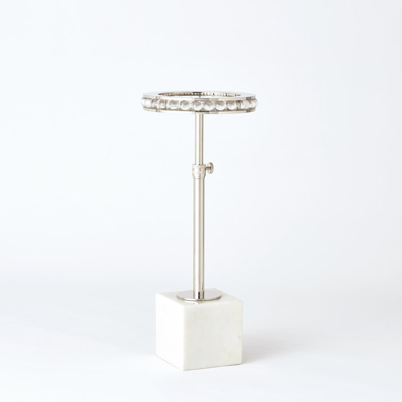 Julia Buckingham 24.5" Contemporary Nickel & Stone Round Side Table