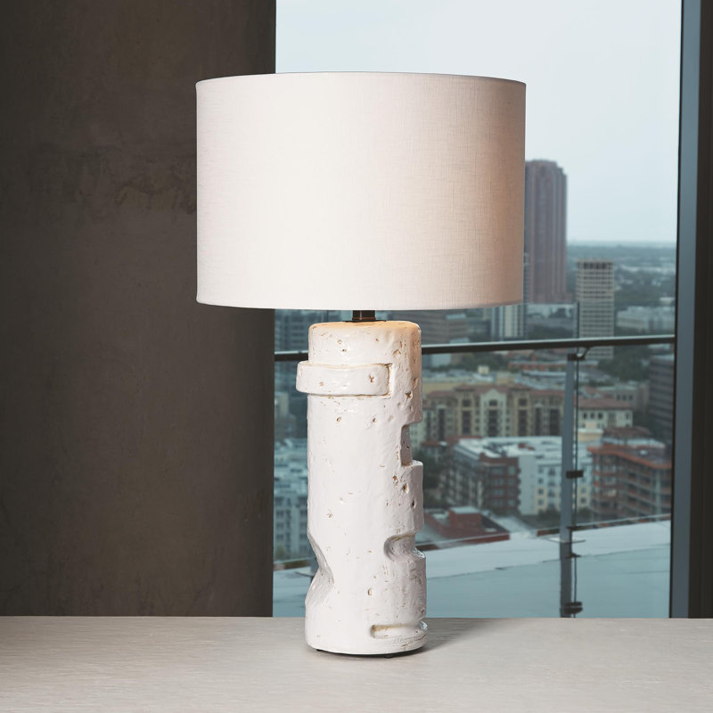 Gilles 31.25'' White Ceramic Table Lamp with Linen Shade