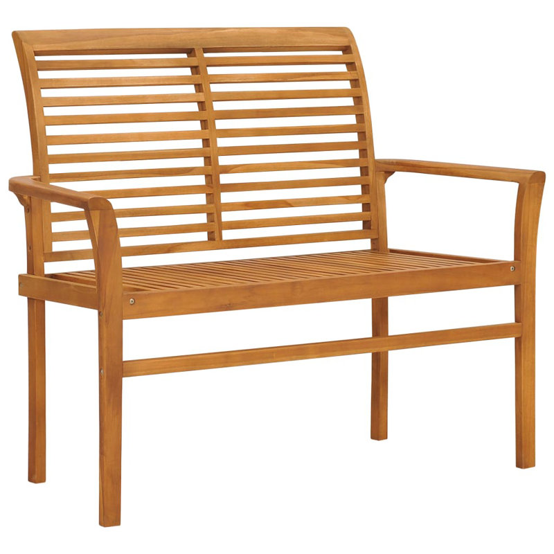 Elegant Teak Wood Patio Bench with Beige Cushion 44.1"