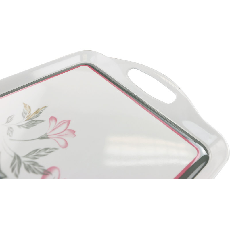 Elegant Rectangular Melamine Serving Tray in Peach-Pink