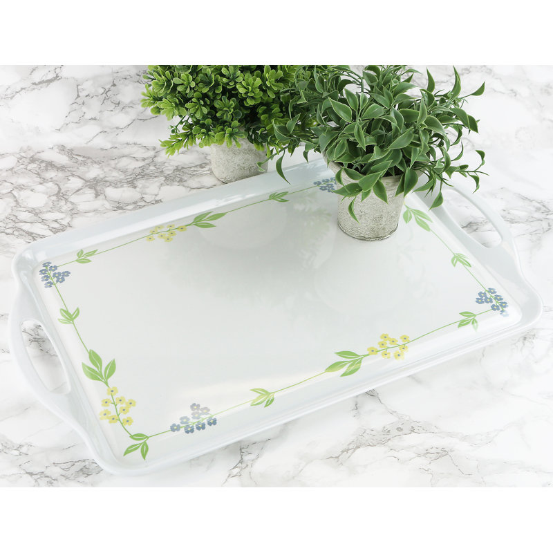 Secret Garden Blue & Gold Melamine Serving Tray